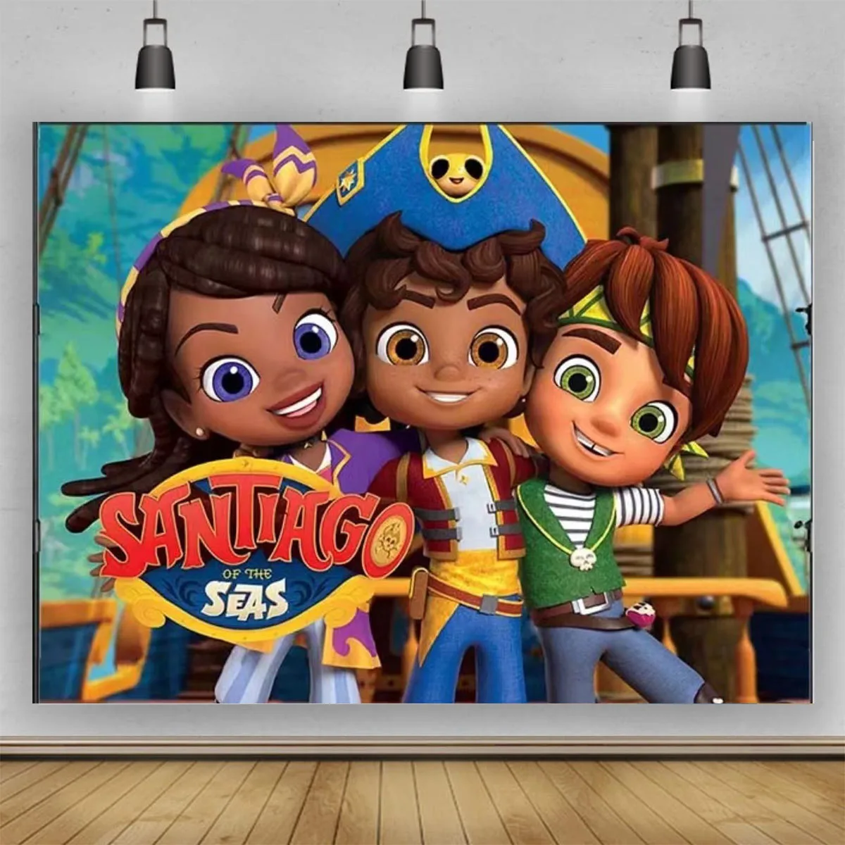 

Pirate Santiago Boy Kids Birthday Party Photography Backdrops Props Blue Sea Cartoon Photo Studio Background KT-01