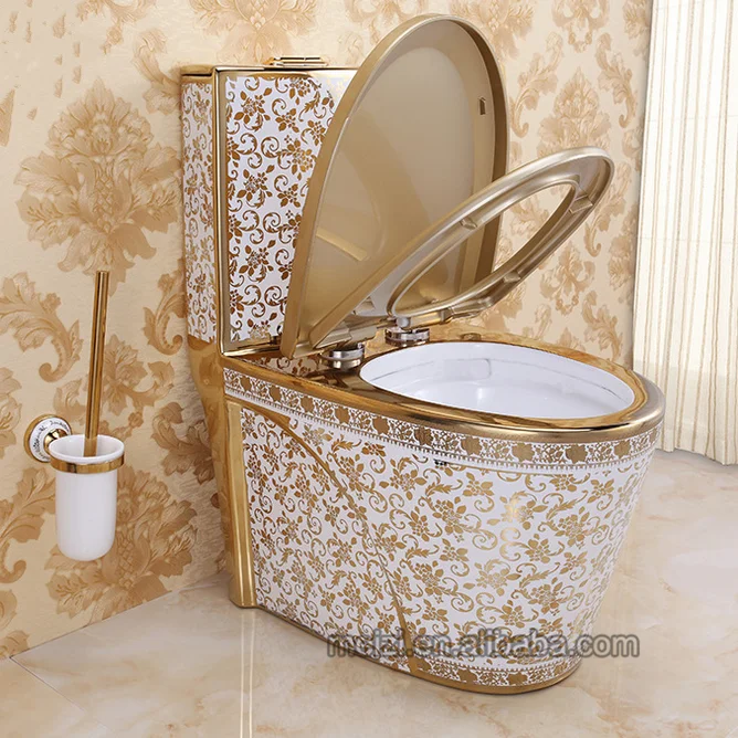 Middle East Style Luxury Design One Piece Gold Plated Toilet