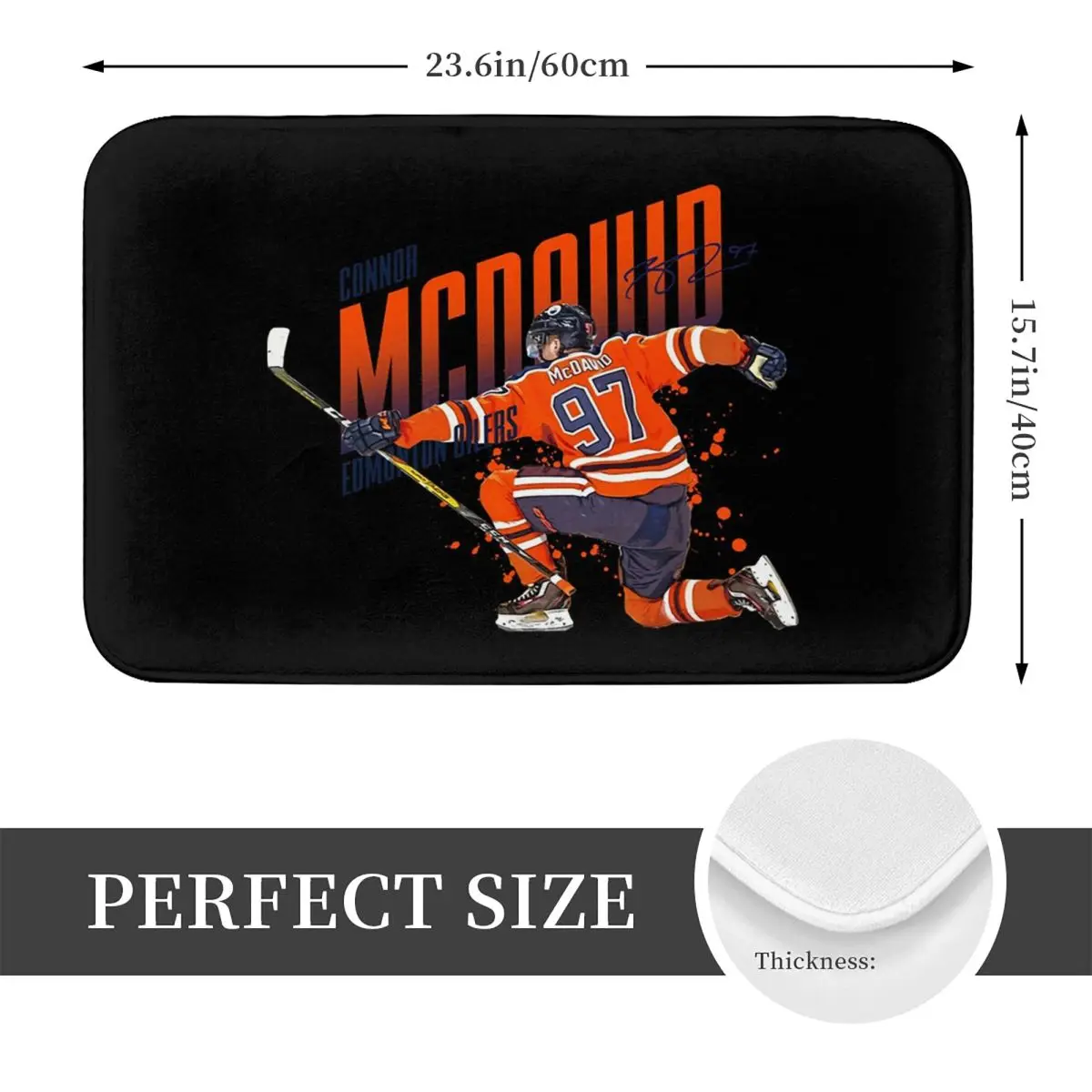 كونور ماك ديفيد 97 لمحبي إدمونتون أويلرز المضادة للانزلاق ممسحة الكلمة حصيرة ماصة حصيرة السجاد البساط للمنزل غرفة نوم مسند القدم الحصير