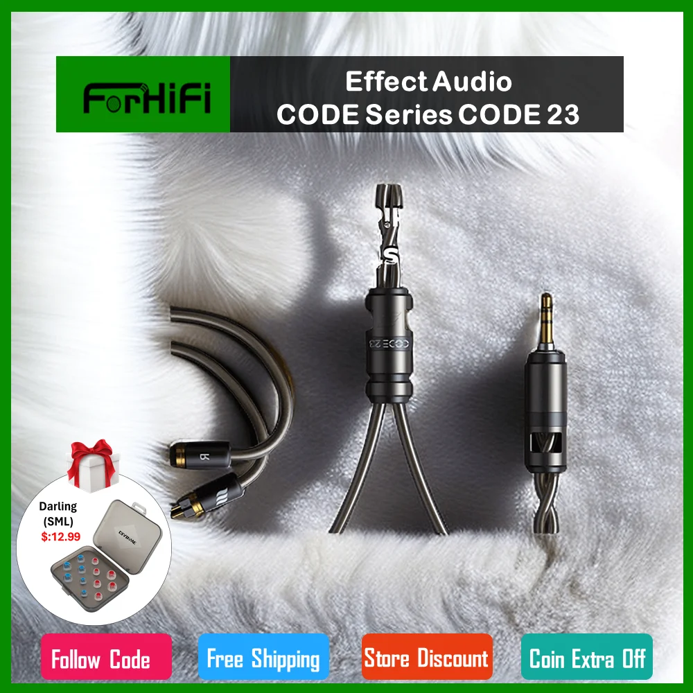 Efecto Audio CODE Serie CÓDIGO 23 Seleccionado Premium UP-OCC Cobre Litz Cable de auriculares de 13 núcleos 16,5 AWG 2 cables con ConX y TermX