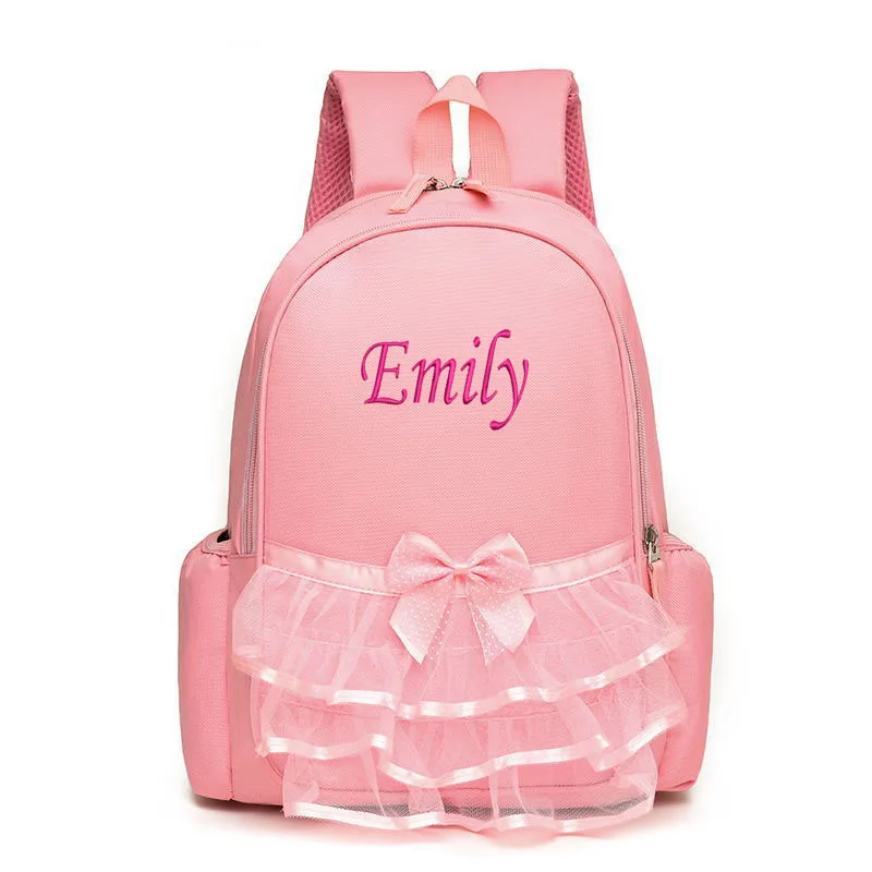 Personalized Pink Lace Dance Bag for Girls Embroidered Dance Ballet Bag Baby Children Ballerina Bag Kid Gymnastics Backpack