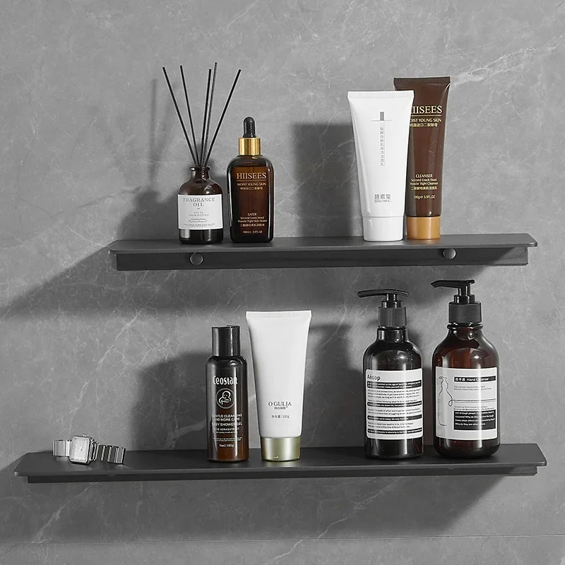 Balck/Gray Bathroom Shelf Wall Mounted Thicked Shower Shelf Cosmetic Storage Organizers Rack Shampoo Shower Gel Holder