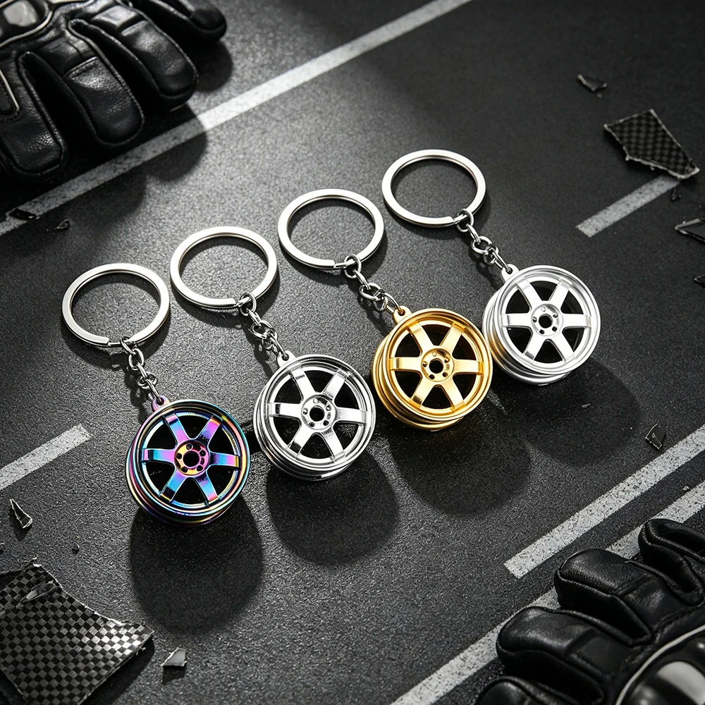 Persönlicher Schlüsselanhänger aus Legierung in Form einer Autofelge, Metall-Reifenring-Schlüsselanhänger, Kreatives Auto-Taschen-Accessoire für Männer, Geschenk – Detail 1