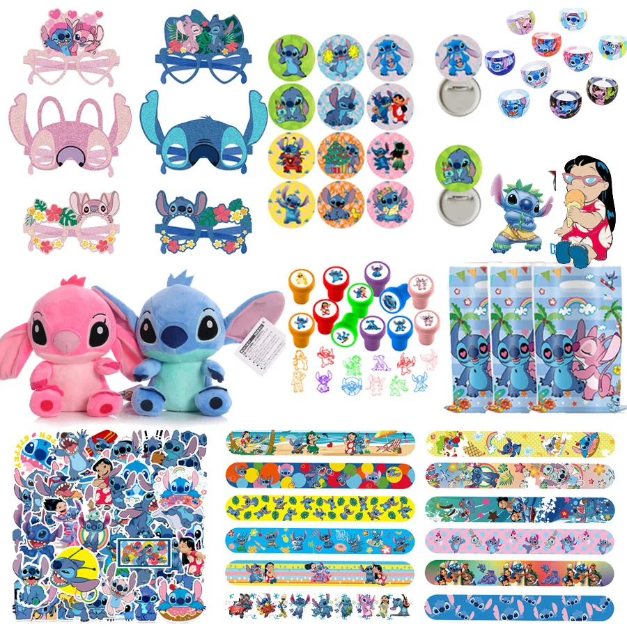 

Disney Stitch Party Favors Birthday Gifts Party Paper glasses Cartoon Blue Pink Stitch Plush Dolls Anime Toys Children Gifts