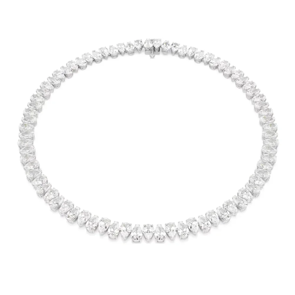 2025 جديد مصفوفة التنس الأبيض قلادة الكمثرى قطع الفاخرة المرأة اكسسوارات مجوهرات هدية الزفاف