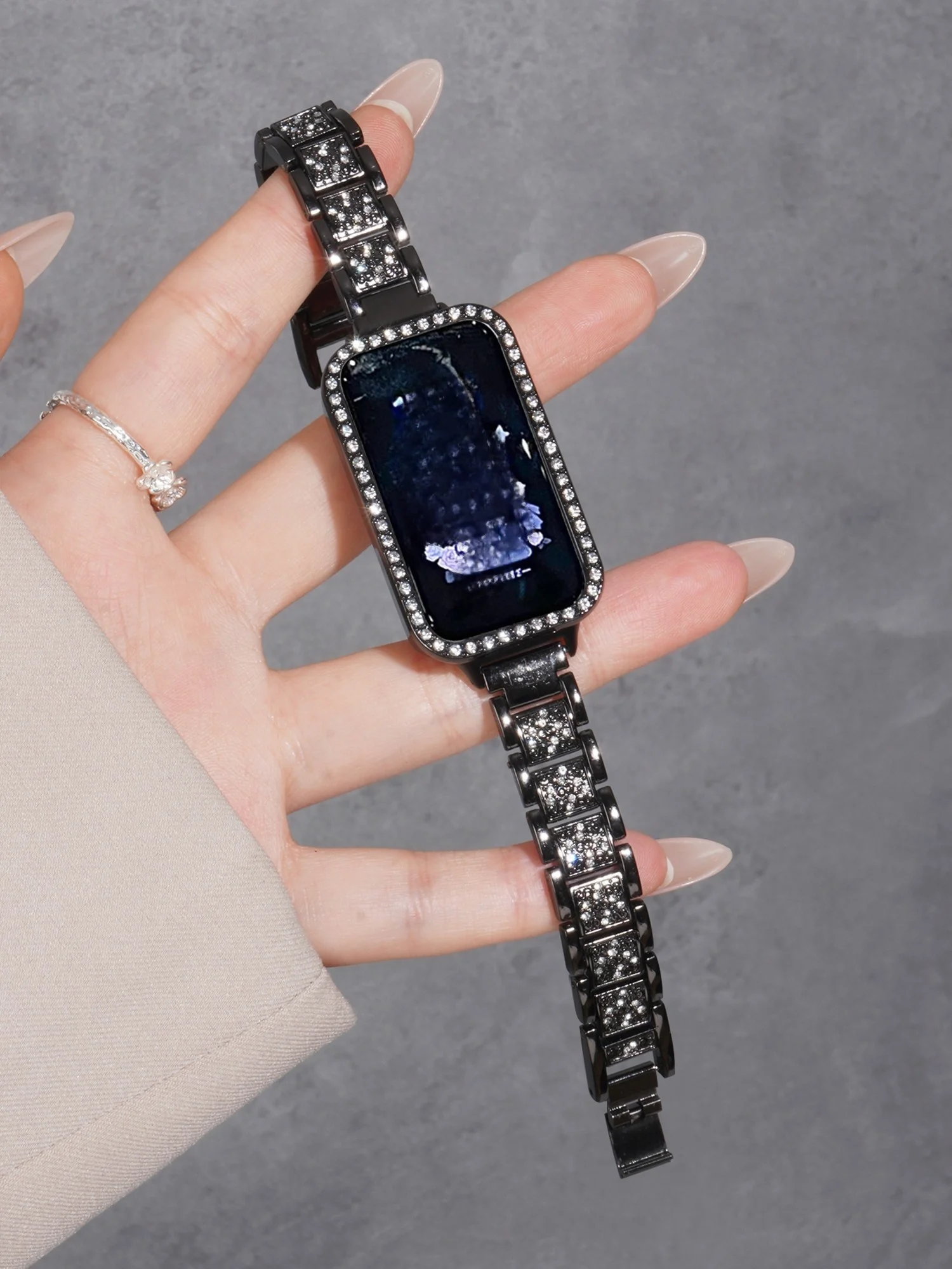 

22mm/20mm/18mm three bead diamond studded fashionable watch strap suitable for Huawei GT5/GT5 Pro/GT4/GT2/3/4