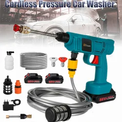 Gisam Cordless High Pressure Car Wash Washer Gun Electric Water Washing Gun Rechargeable Battery Spray Water Cleaner Power Tools