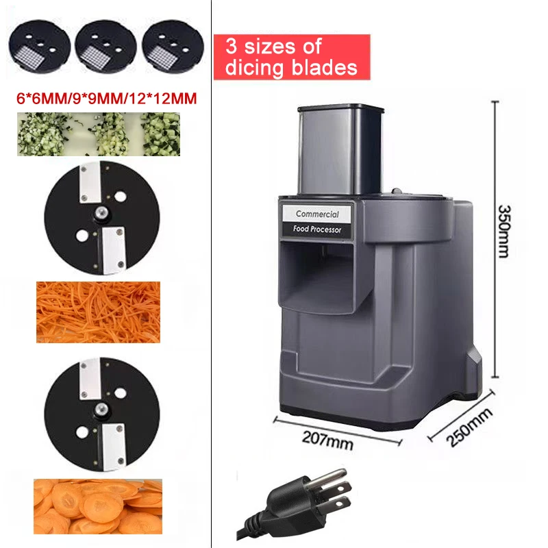 Commerciële Groente Chopper 3-in-1 Multifunctionele Elektrische Snijmachine Wortel Aardappel Slice Shred Blokjes Keukenmachine - afbeelding 1