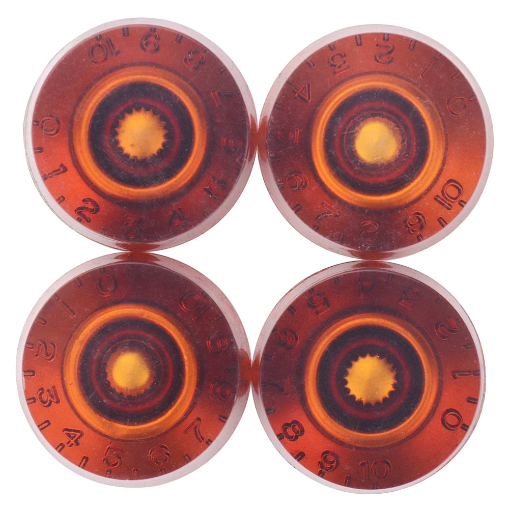 4 Uds perillas de guitarra eléctrica perilla de sombrero de copa ámbar perillas de Control de tono de volumen de velocidad para reemplazo de piezas de guitarra estilo Les Paul