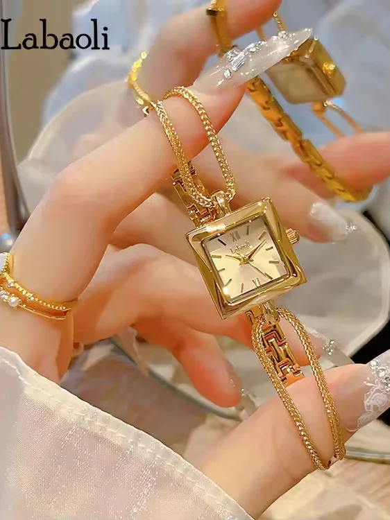 

StylishOpenwork Bracelet Watch A Versatile Square Quartz Watch For Women A Perfect Gift For Ladies And A High-End Select Watch