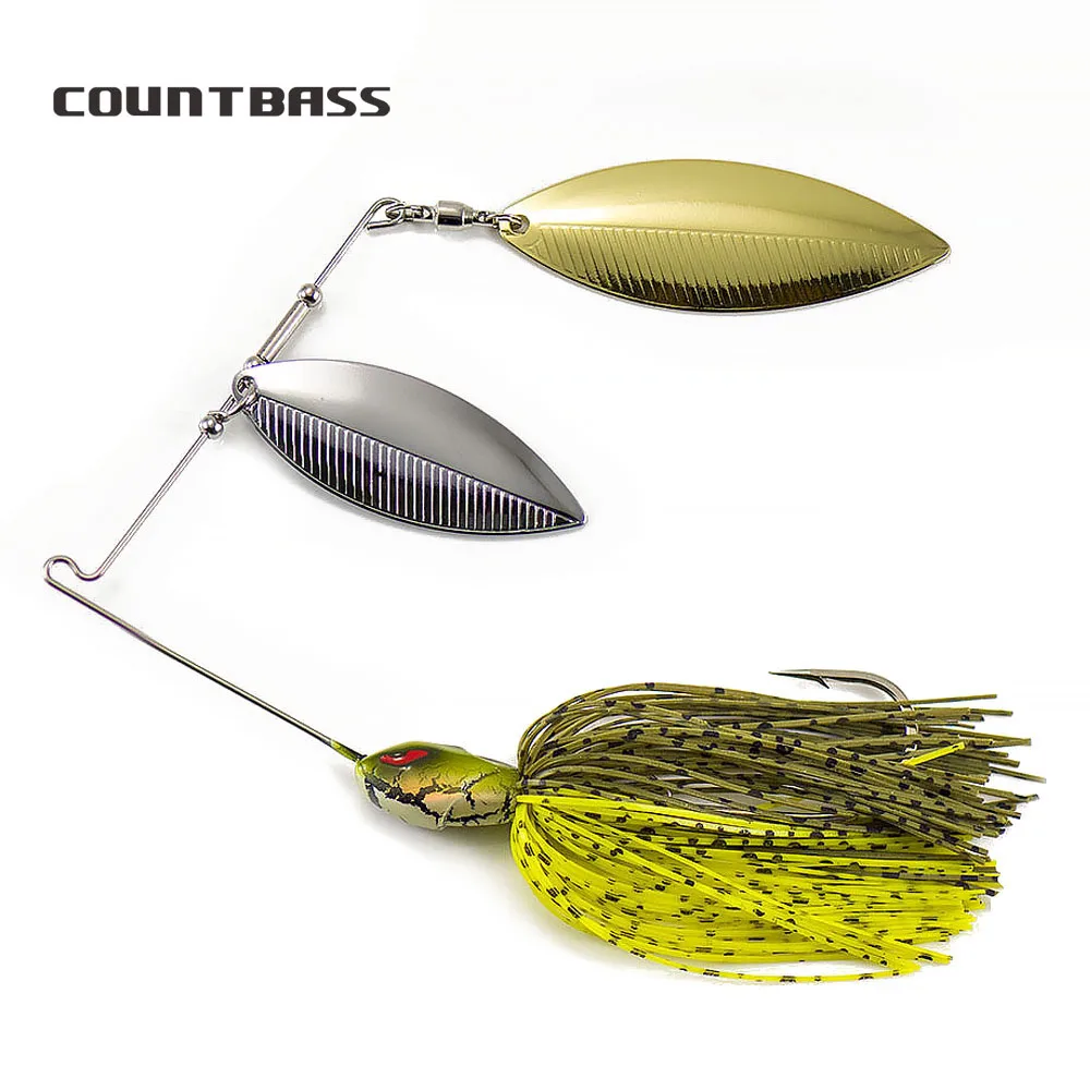 Countass Spinnerbaits com gancho VMC, Bass Fishing Iscas, Silicone Saia Isca de fio, 1 2oz, 5/0