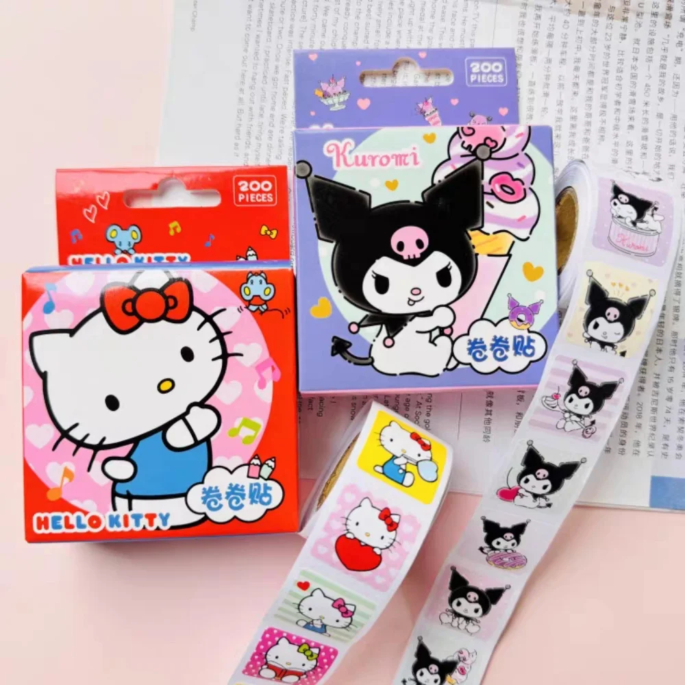 本物のサンリオハローキティテープステッカーロール漫画メロディークロミポチャッコ報酬ステッカースクラップブック装飾デカール女の子ギフト