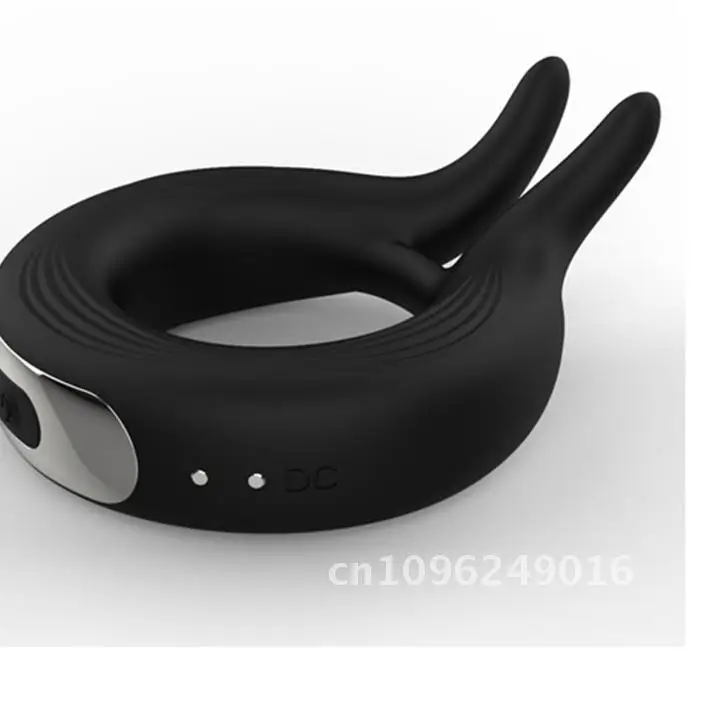 Men's Silicone Rabbit Ear Lock Ring 10-Frequency Magnetic Charging Vibration Adult Supply Masturbation Ring Electric Control