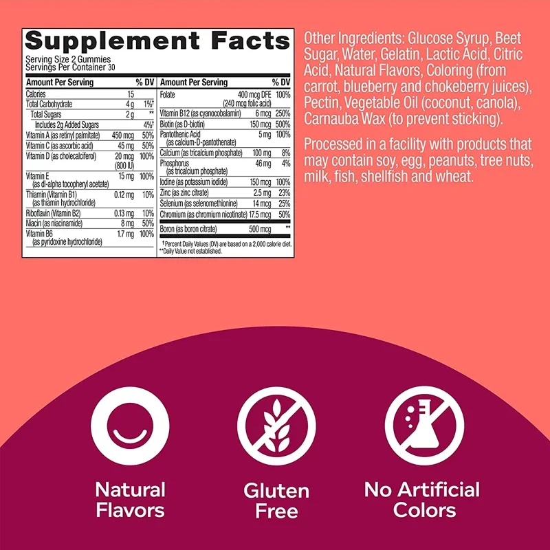 Women's Multi Vitamin Complex Gummies - Multivitamin and Multimineral - for Skin Hair Health Energy Immune Support Supplement