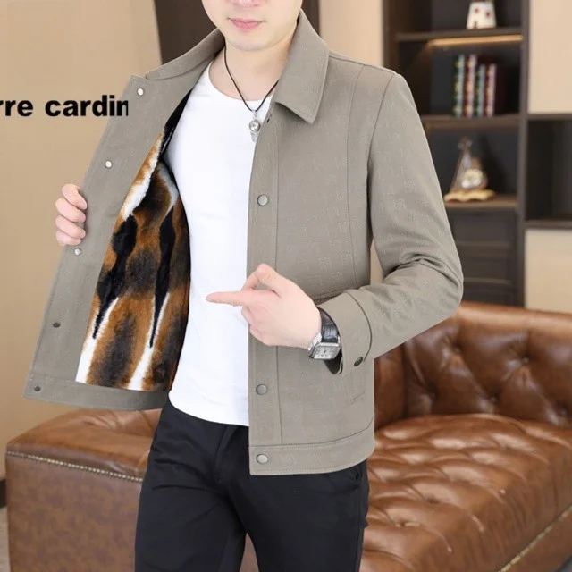 

Мужская модная куртка Pierre Cardin: утепленная, теплая, повседневная, с воротником, осенне-зимняя, новая модель, верхняя одежда, приталенный крой, длинный рукав.