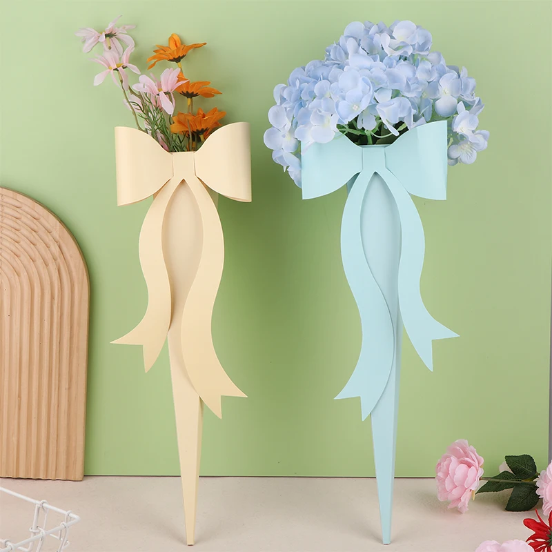 

1Pc Bowknot Single Flower Box Florist Wrapping Portable Paper Bow Bouquet Bag Christma Wedding Birthday Party Gift Supplies