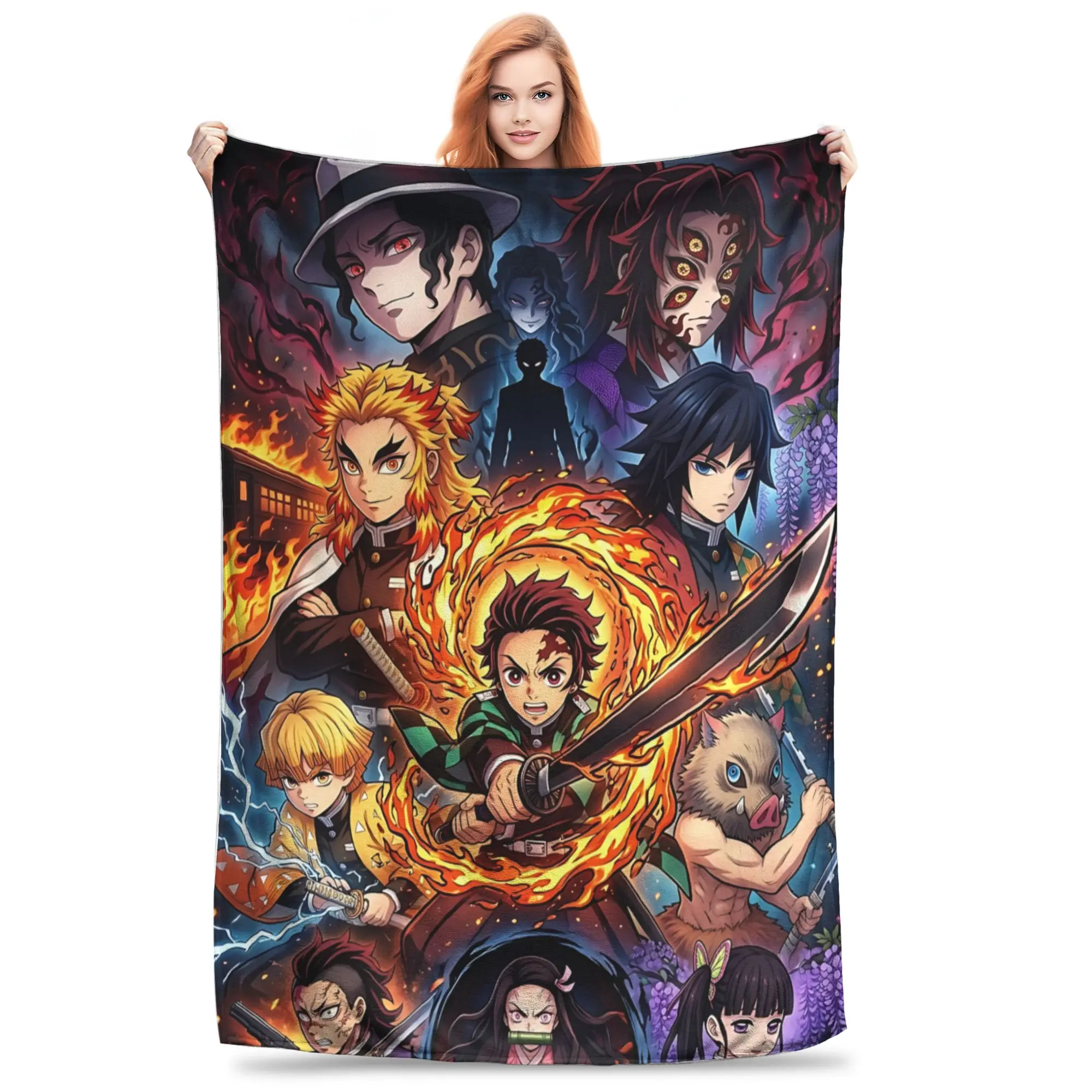 1PC Demon Slayers Blanket Throw Blanket  Novelty Warm Blanket All Season Home Gift