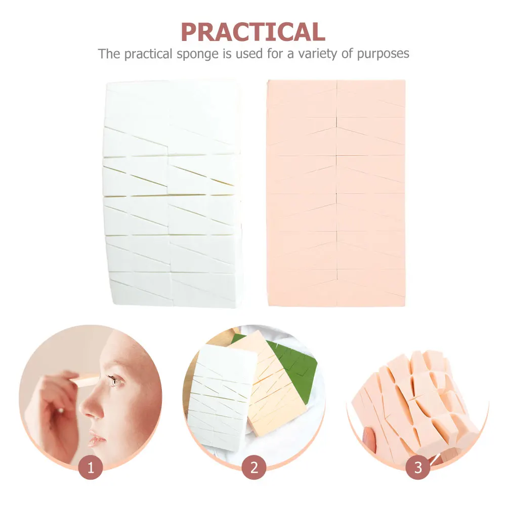 Esponja de maquillaje de cuña, esponjas trapezoidales portátiles para base, crema, colorete, resaltador, belleza de doble uso en seco y húmedo
