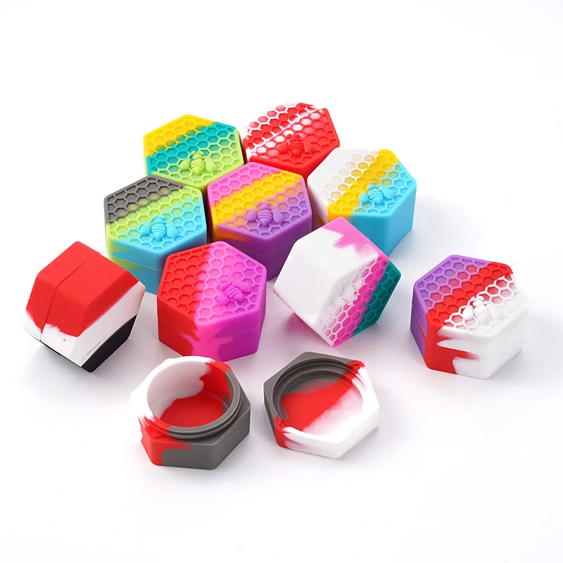 10pcs Silicone Jar Big Container Hexagon 25ML Wax Containers Silicone Wax Container Multi Use Storage Tank Smoking Accessories