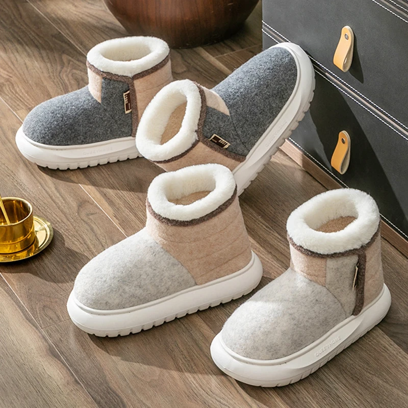 Stivaletti con plateau appartamenti femminili peluche scarpe firmate calde casa donna Casual Fluffy Winter Snow Booties calzature moda per la casa