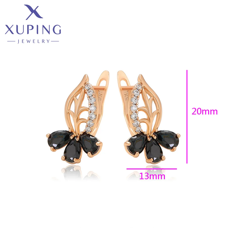 Xuping Jewelry Fashion Leaf Shaped Earring Charm Hoop Earrings for Women of Gold Color Party Birthday Gift S00077792