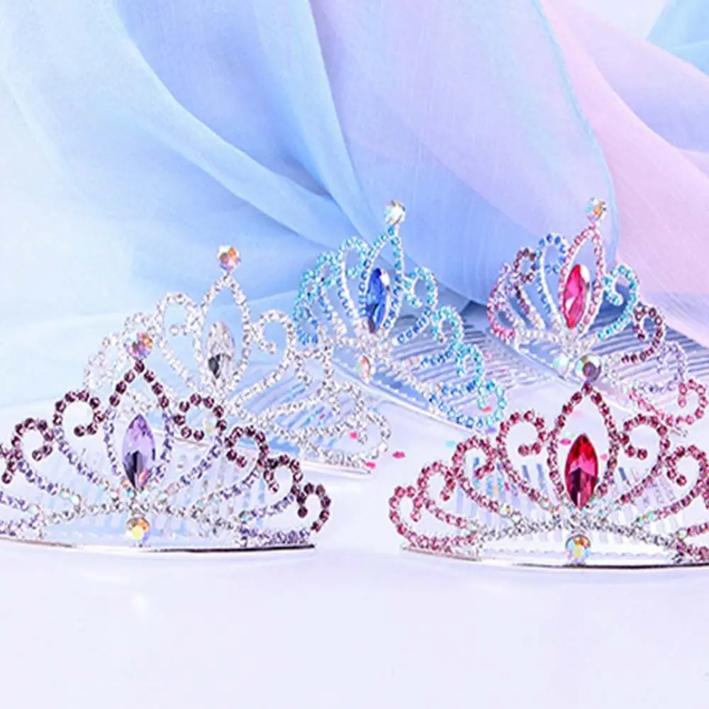 

Style Hairpin Birthday Gifts Cosplay Pros Princess Aisha Tiaras Children Girls Hair Comb Crystal Crowns Rhinestone Hairpin