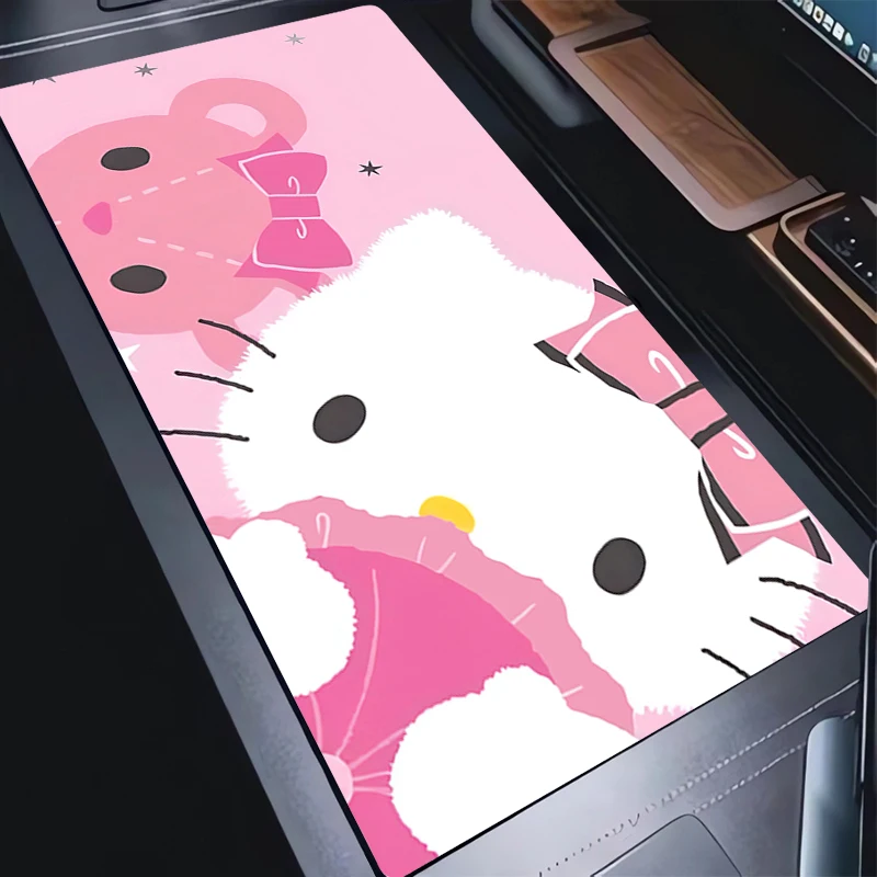 Muismat PC Kawaii Gamer Kast Muismat Hallo Cartoon K-kitty Kat Toetsenbord Pad Laptop Roze Anime Patroon Uitgebreide Desktop Mat