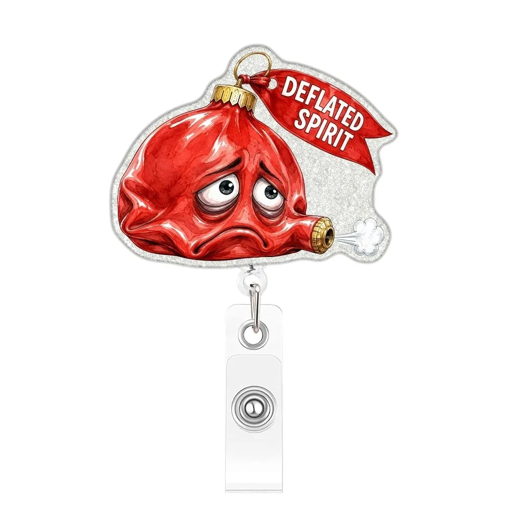 Acrylic Christmas Badge Reel Santa Claus Snowman Elk Retractable Badge Holder Gingerbread Cartoon ID Card Holder Name Card