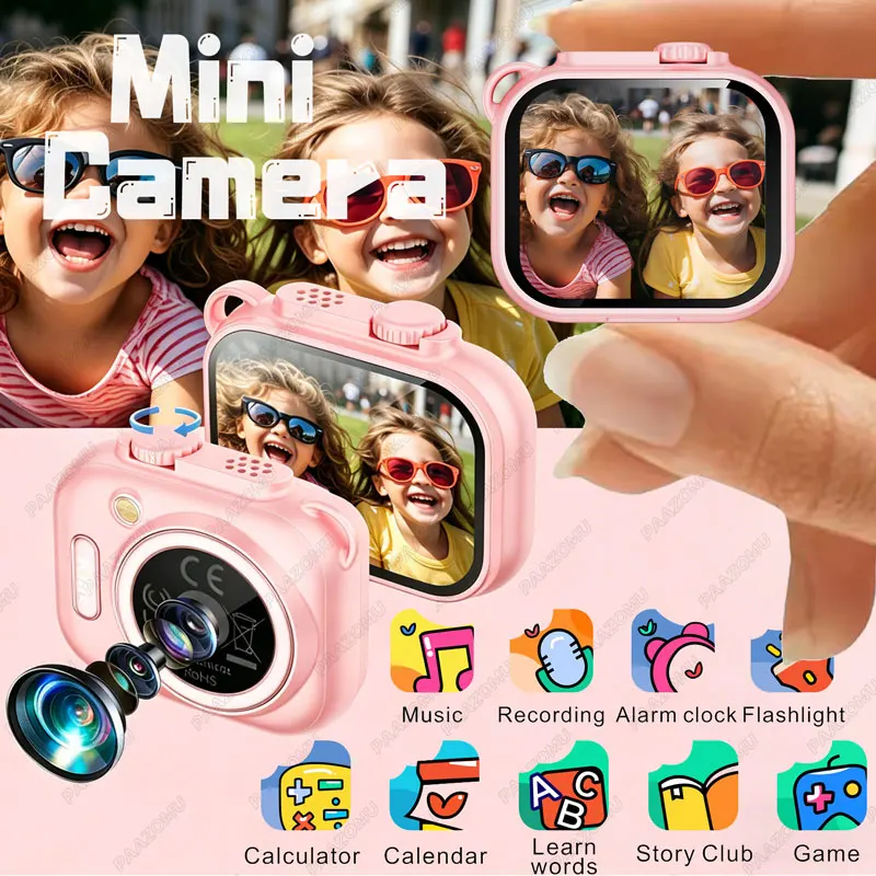 

2026 Mini Children's Cameras 1.58 Inch 1080P Very Small Camcorder Audio Video Recorder Support Memory Card Retro Keychain Camera