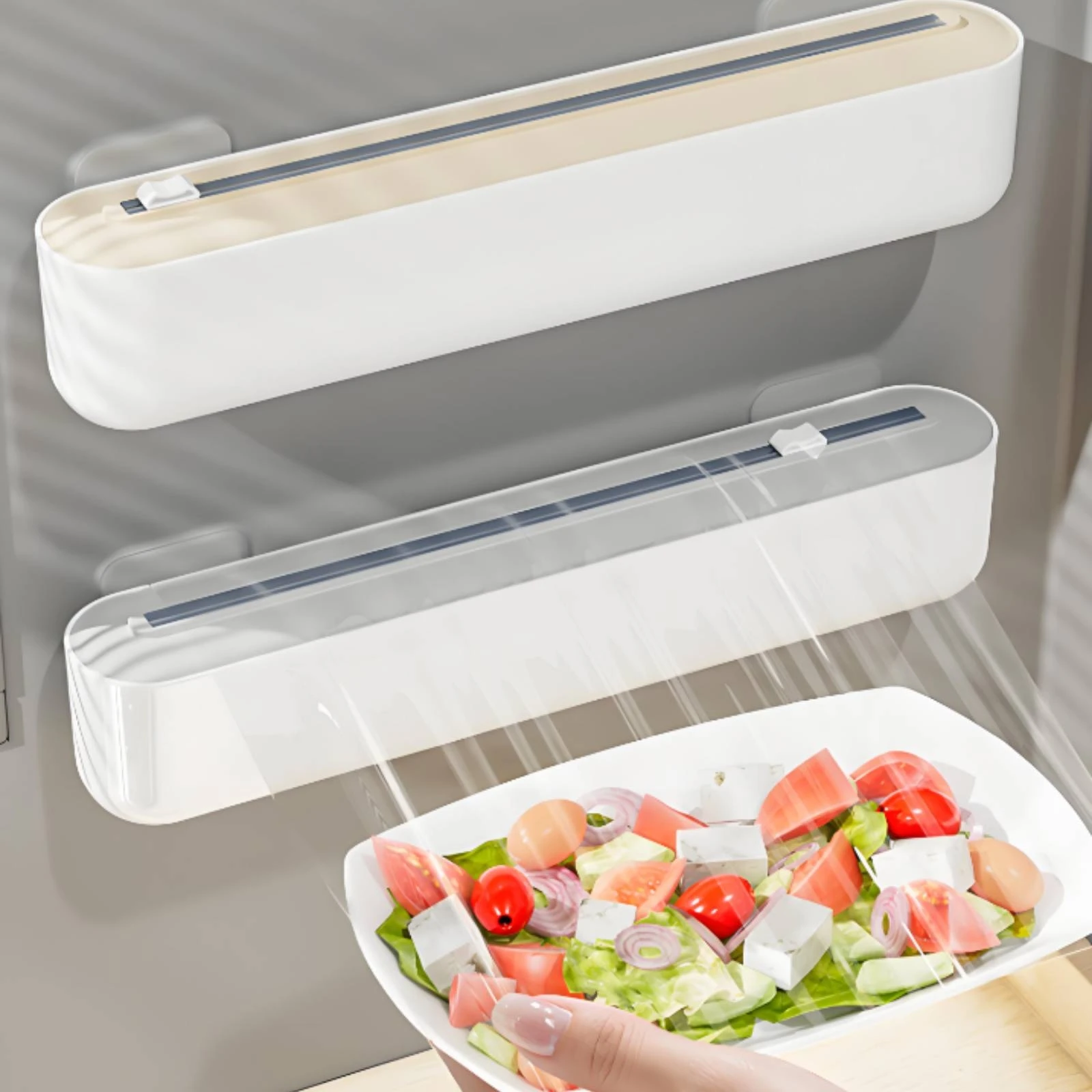 Plastic Film Cutter Dispenser Minimalist Suction-Mounted Cutter Dispenser