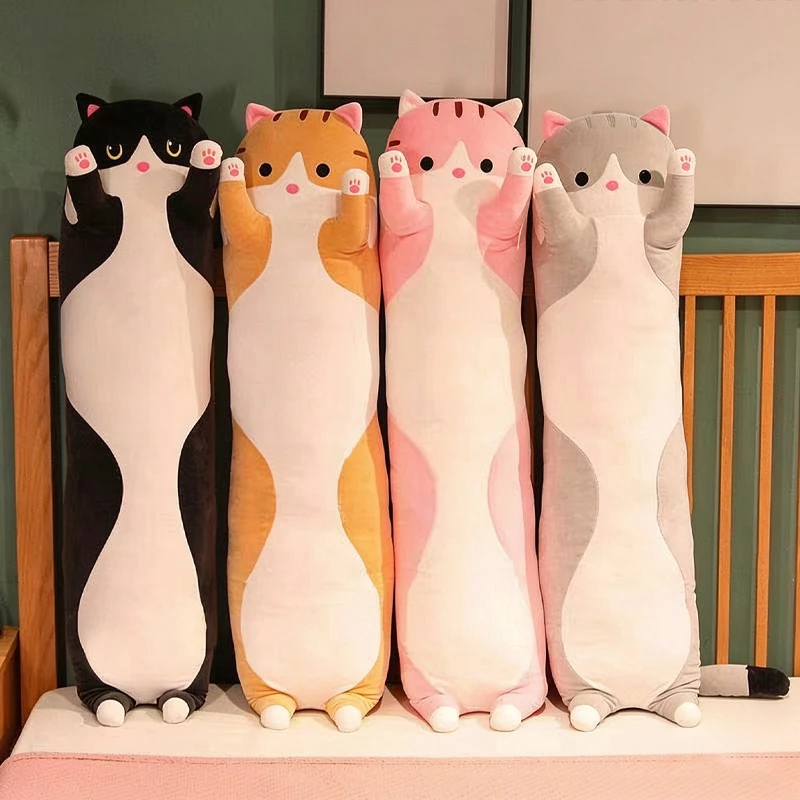 Long Cat Plush Pillow, Cute Stuffed Animal, Bed Hugging Body Pillow, Leg Support Doll, Birthday Gift