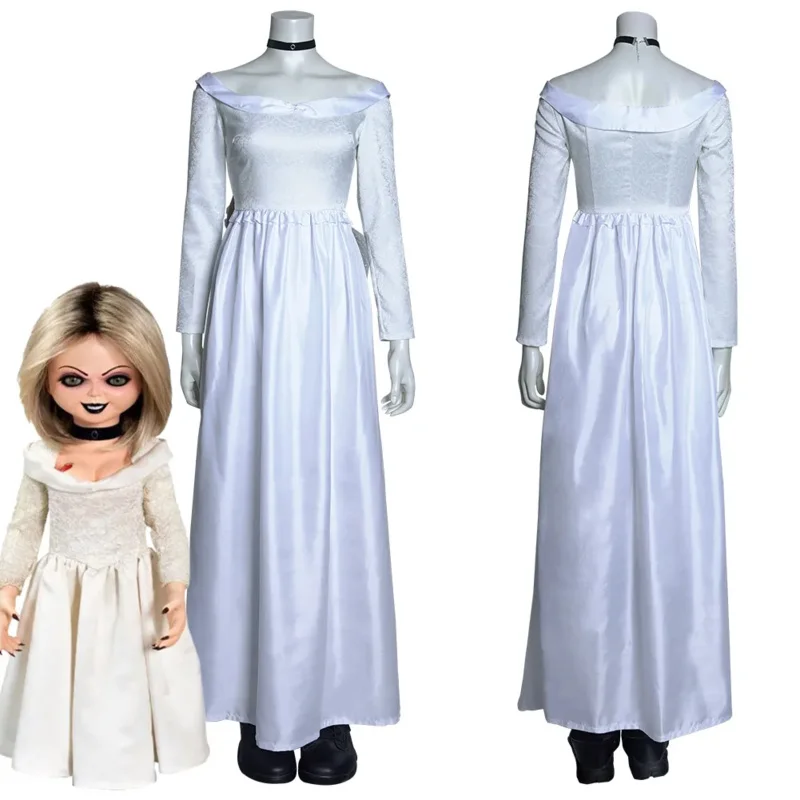 Chucky Bride of Chucky Cosplay Traje para Mulheres, Colar de Vestido, Halloween, Carnaval, Senhoras, Role Play, Filme