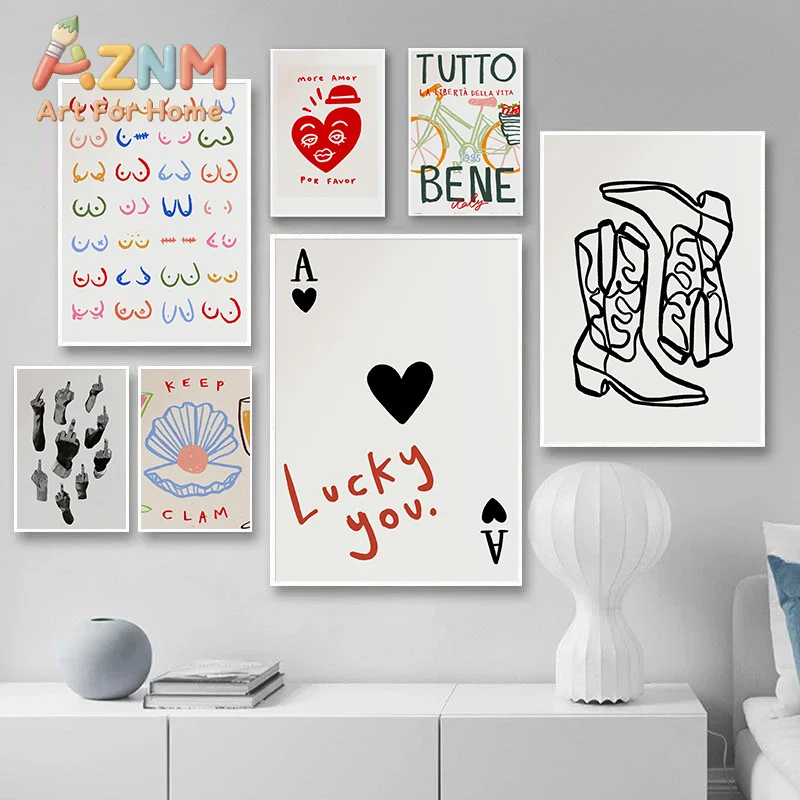 Retro Bizarre Fashionable Abstract Art Poster Canvas Printing Office Lounge Home Living Room Bedroom Wall Decoration Painting