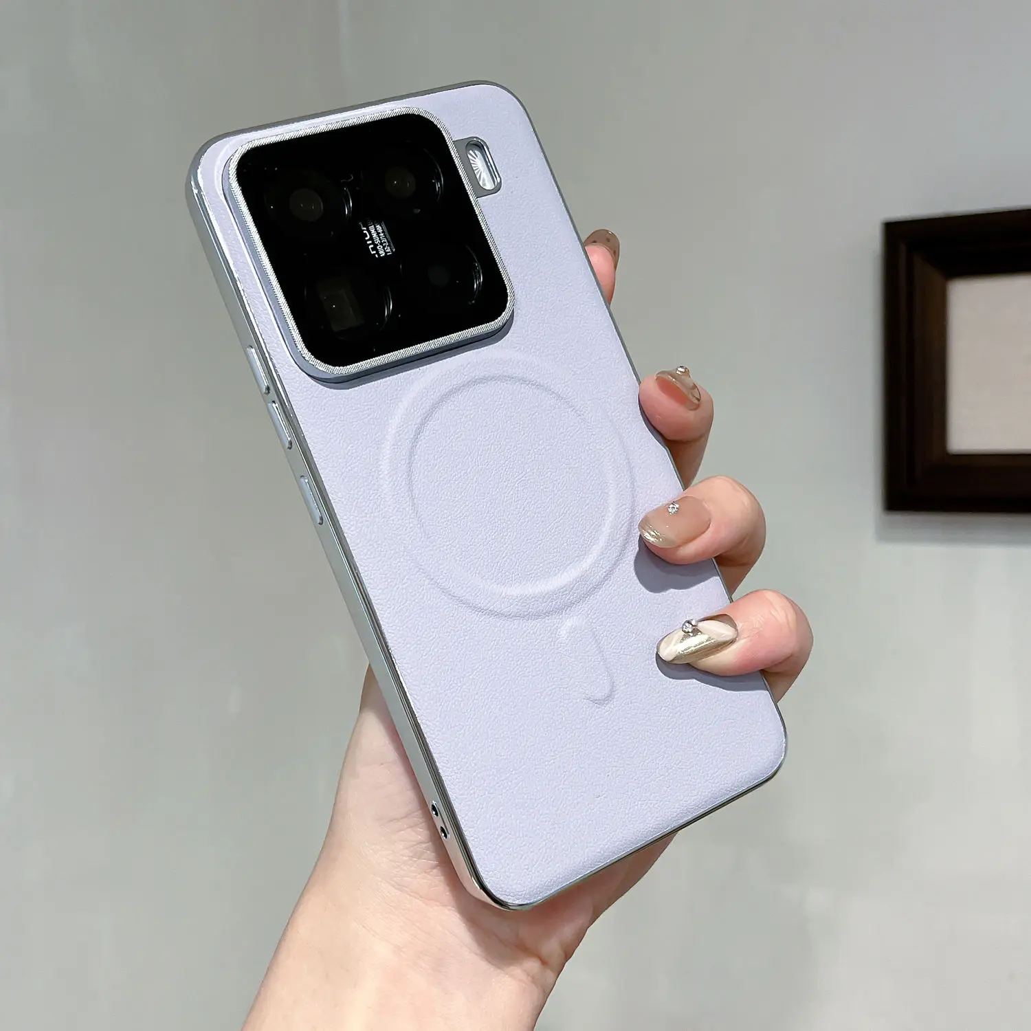 Untuk Xiaomi MI 15 14 Pro Casing Magnet Sederhana Mewah Berlapis Penutup Belakang Kulit untuk Xiaomi MI 14 15 Bumper Bingkai Kamera Logam
