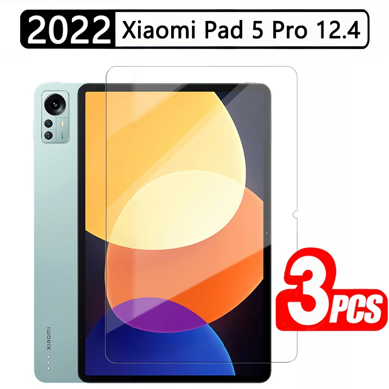 

(3 Pack) Tempered Glass For Xiaomi Pad 5 Pro 12.4 2022 Full Coverage Anti-Scratch Screen Protector Tablet Film