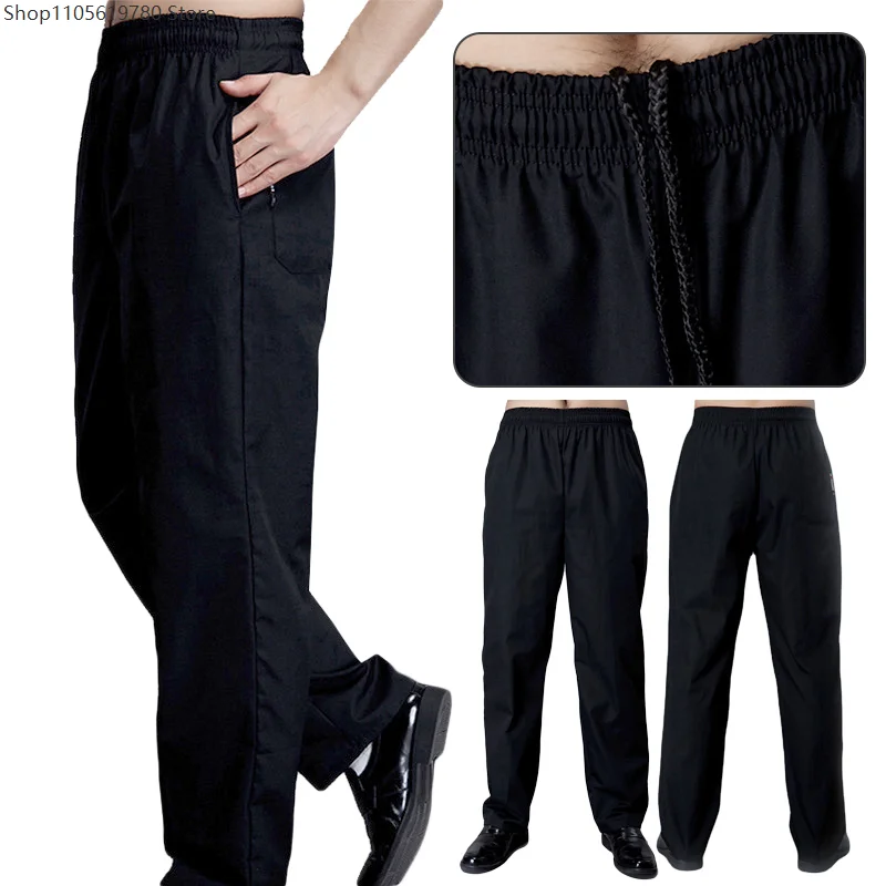 Men Chef Trousers Food Service Work Wear Loose Casual Kitchen Restaurant Hotel Uniform Cook Pants For Man Chef Bottoms S-5XL