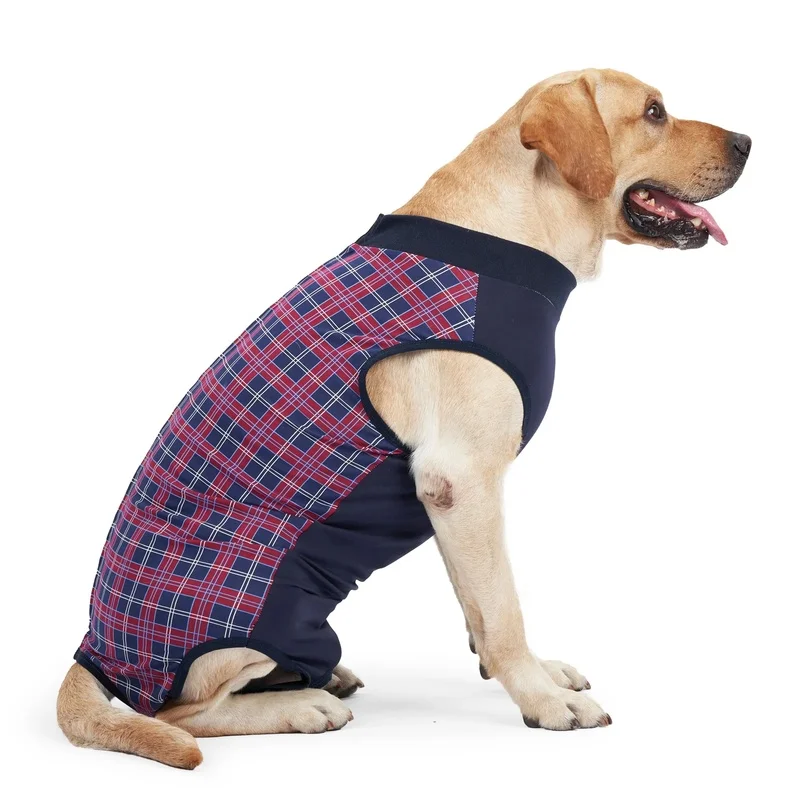 Dog Recovery Suit Color Block Cotton Snap Button Stretch-Licking Bodysuit Quick Dry XS-3XL