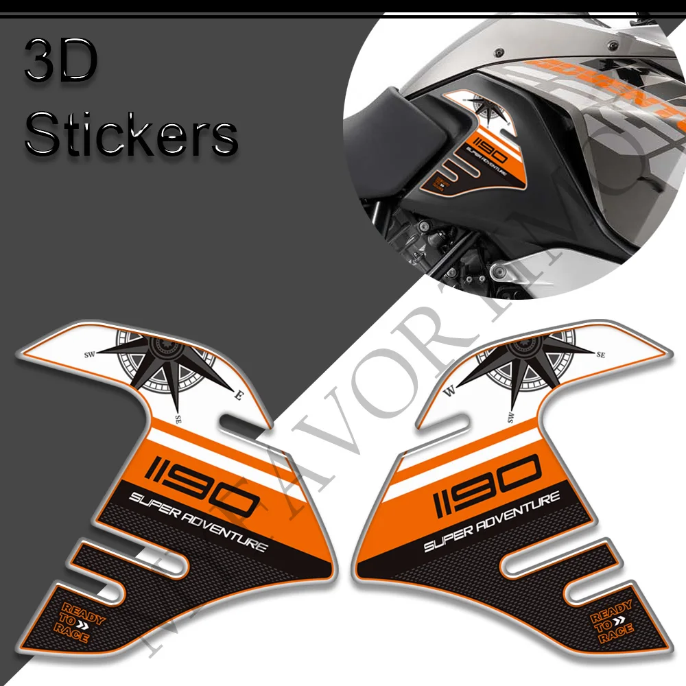 

Motorcycle Tank Pad Side Grips ADV Gas Fuel Oil Kit Knee Protection 3D Stickers Decals For 1190 Super Adventure R S