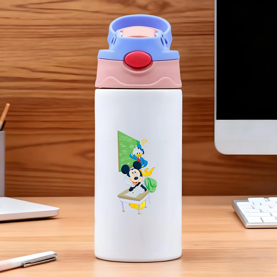 

Disney classic Mickey Mouse and Donald Duck cartoon straw cup 304 stainless steel children's water cup New Year gift