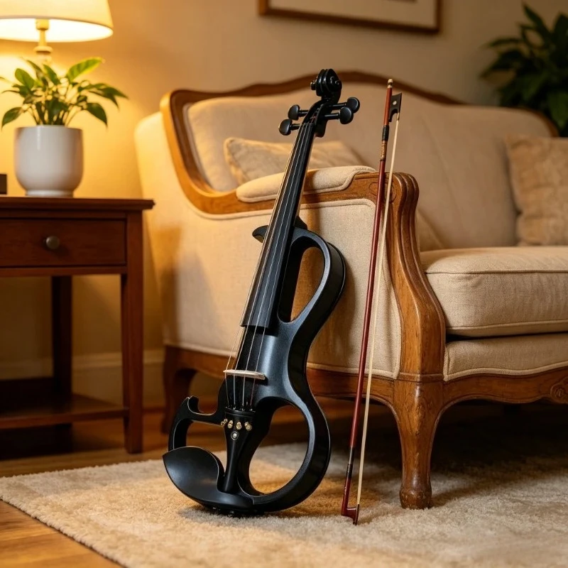 4/4 Violin Set Professional Silent Electric Violin for Beginners Students School Learners Electric Violin(No Battery Included)
