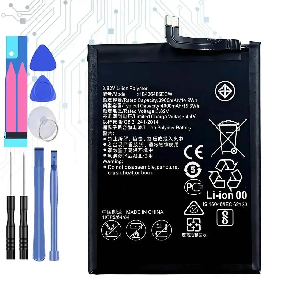 

HB436486ECW HB396285ECW HB446486ECW Для Huawei Mate P20 Для Honor 9X 10 20 MATE10 Lite 2019 Pro Plus 3400-4000 мАч Аккумулятор