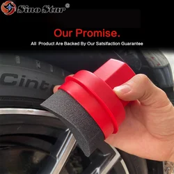 Car Tire Waxing Sponge with Lid Can Hold The Handle for Easy Waxing Curved Tire Sponge Car Cleaning Tools Detailing Brush