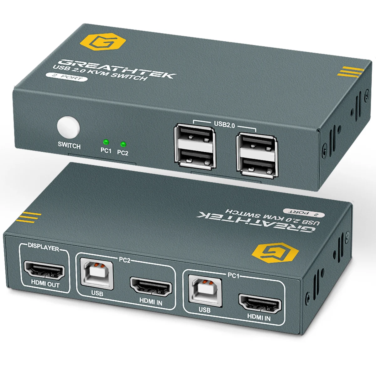 Hoom 2 In1 Out 4K USB HDMI-compatible KVM Switch Box for 2 PC Sharing Keyboard Mouse Printer Video Display USB Swltch Splitter