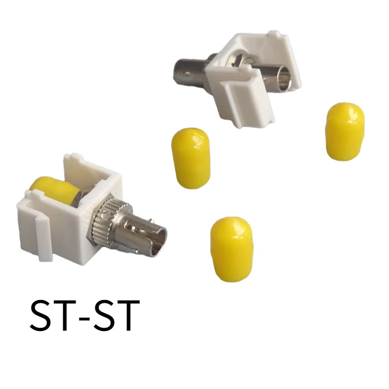 ST para ST cabo de fibra óptica acoplador, Barrel Connector, Single Mode, instalação do painel de parede, preto e branco, 5 pcs