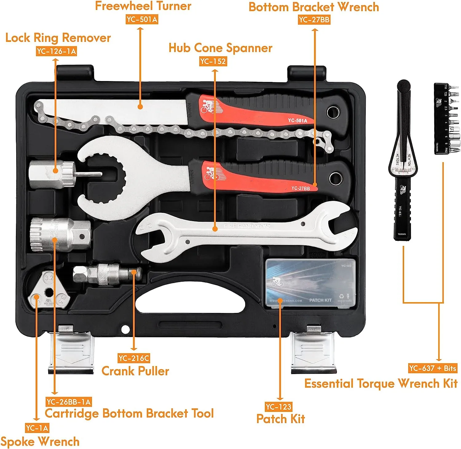 19Pcs Bike Bicycle Repair Tool Kit Set Great Bikes Maintenance Tools for Mountain&Road Bike Complete with Torque Wrench