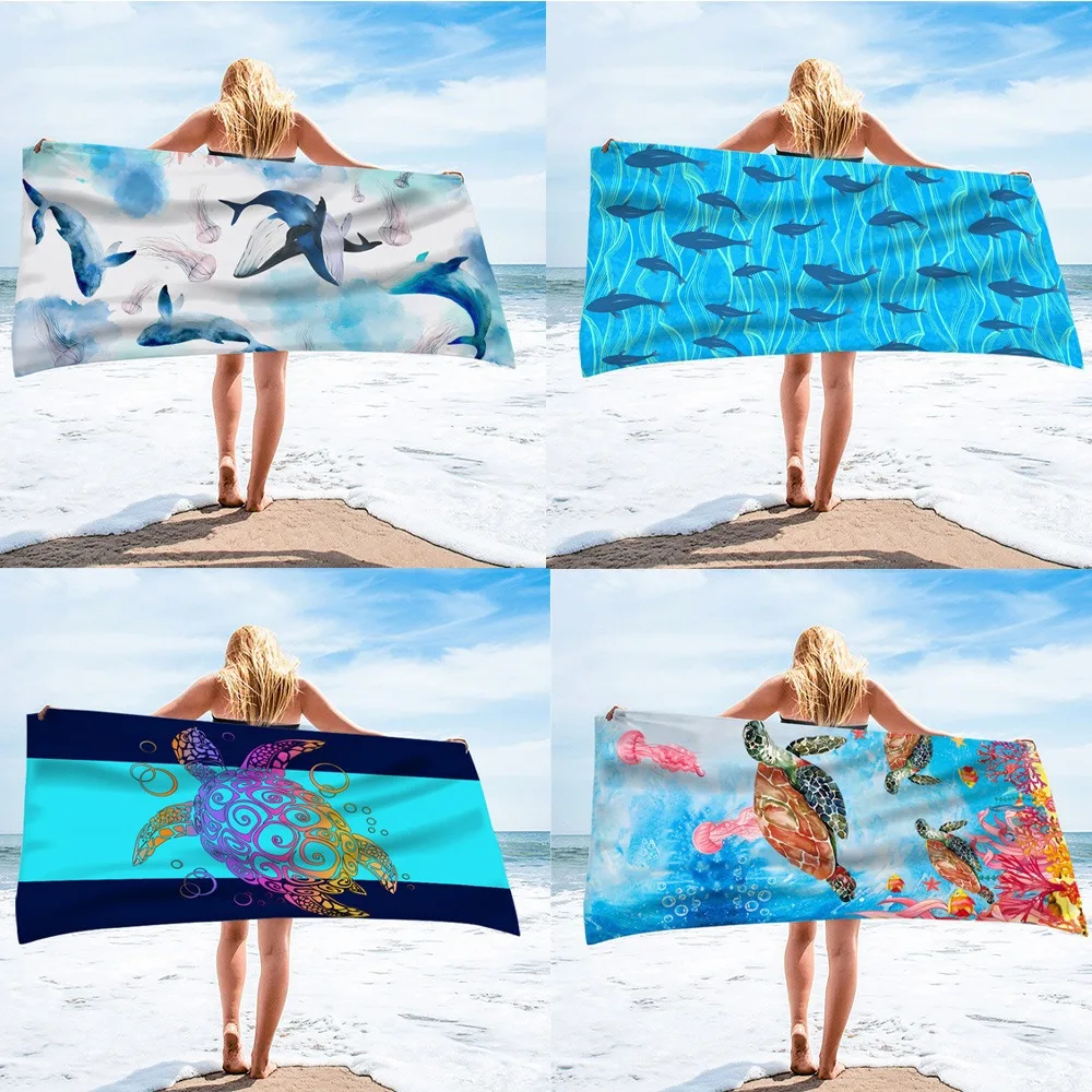 

Marine Animal Series Beach Towel Microfiber Swimming Bath Towel Sweatproof Sunscreen Absorbent Towel beach towels for adults