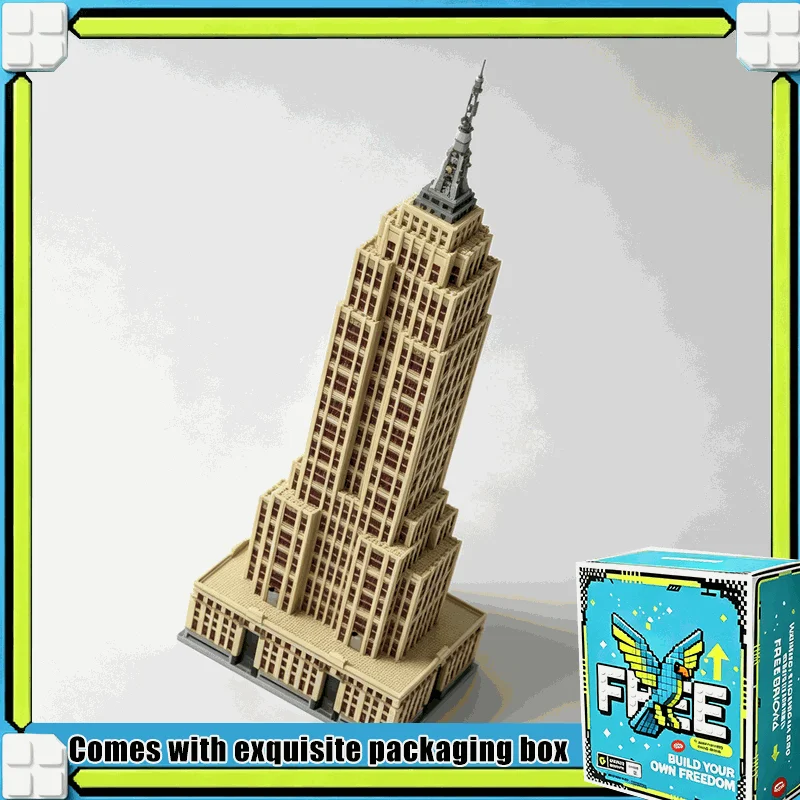 16990PCS Giant Art Deco Skyscraper Landmark Model Building Blocks DIY Creative Assembly Brick Set City Architecture Display