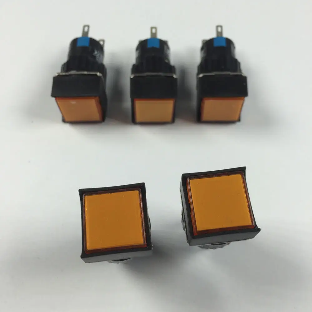 5pcs Self-resetting 5 Pins Indicator Light Lamp Square Type 6V 12V 24V 220V