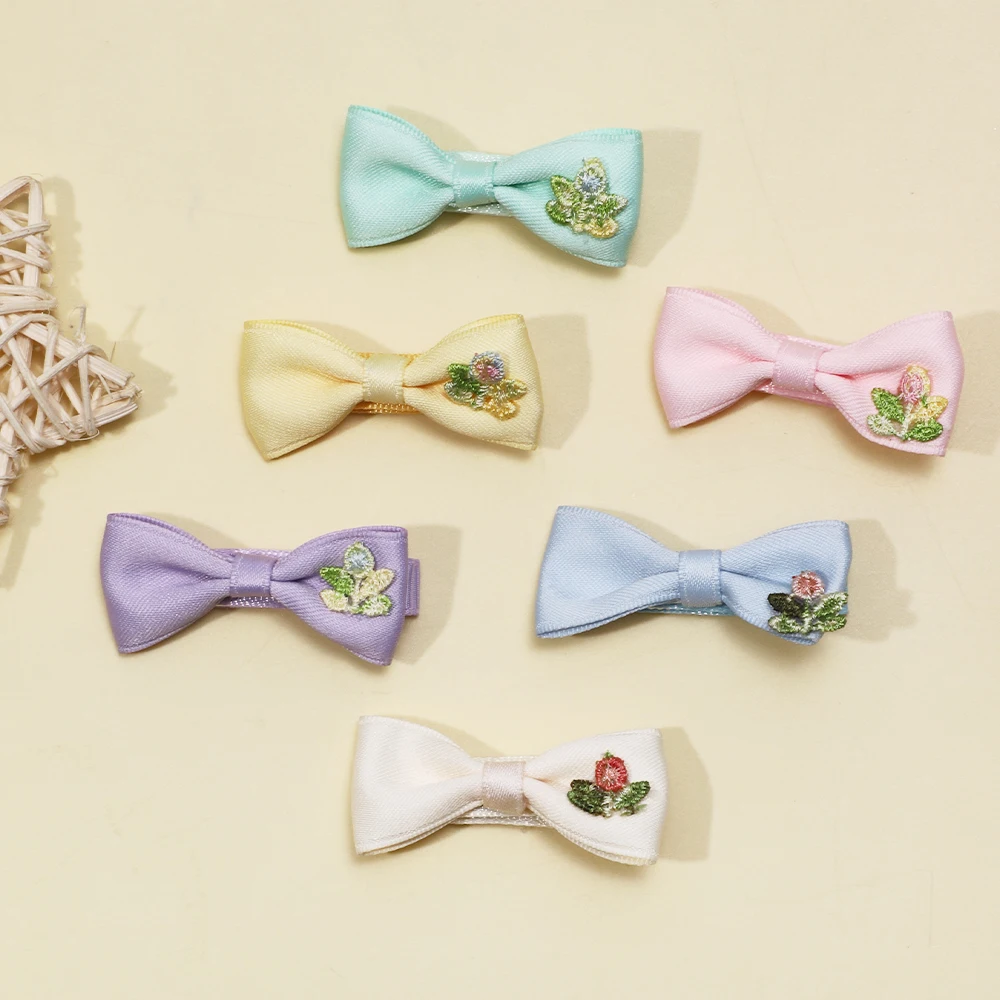 New Bows Hair Clip Solid Color Hairpins for Baby Girls Bowkont Ribbon Handmade Barrettes for Children Fashion Hair Accessorie