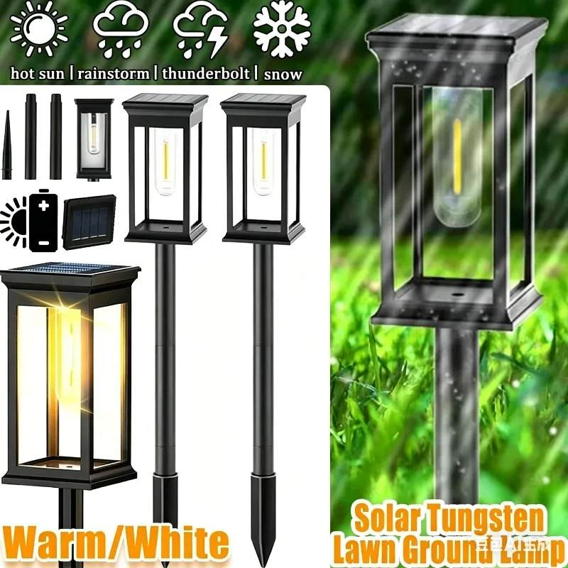 

1/2/4PCS Solar Waterproof Spike Light Outdoor Garden Tungsten Filament Lawn Lamp for Path Yard Decorative